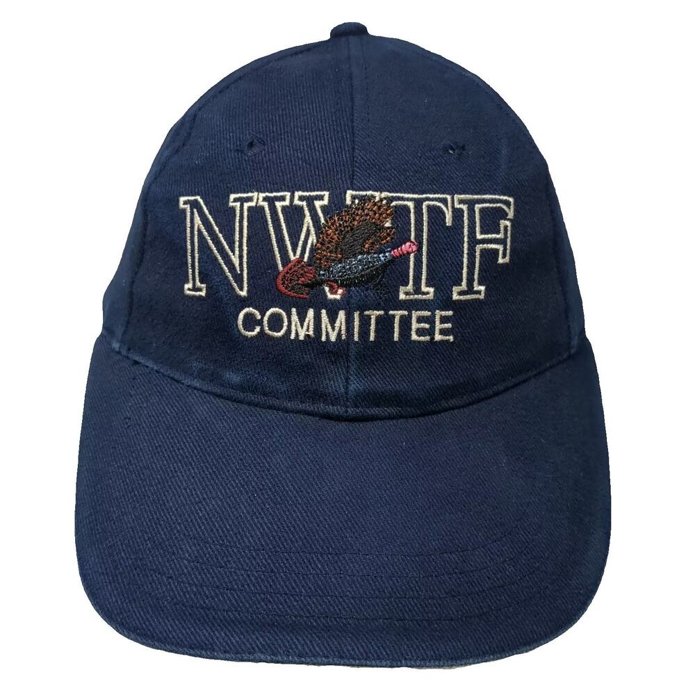 NWTF Baseball Cap Blue Gold Slideback OS Committee Turkey Logo Conservation Hat
